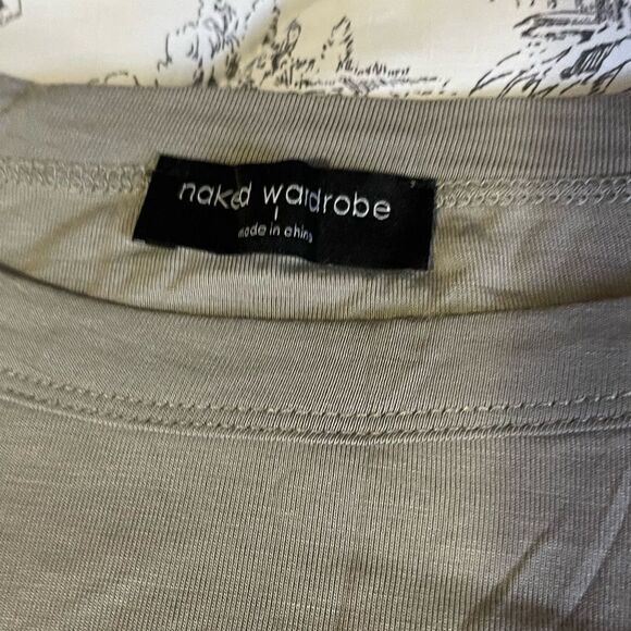 NWOT Naked wardrobe cropped gray short sleeve T-shirt size large - Picture 5 of 8